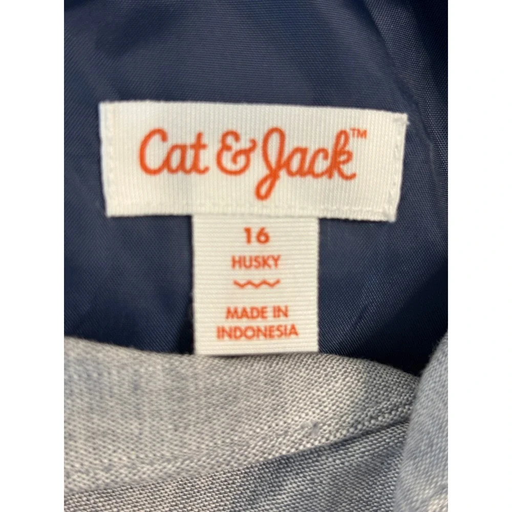 Cat & Jack Boys Stretch Blazer Jacket Light Gray Husky 16 Formal Dress Coat New